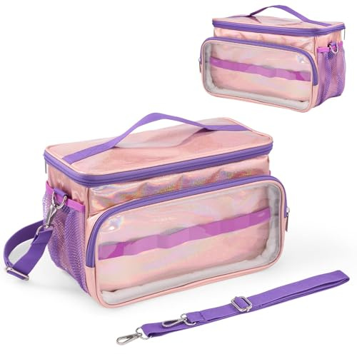 Hautton Tasche für Toniebox, Aufbewahrungtasche für Musikbox, Kopfhörer, Ladestation und Zubehör, Tragetasche mit Schultergurt -Rosa