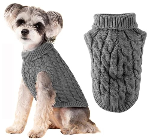 Maglioncino Cane Taglia Piccola,Caldo Morbido Maglioncini per Cani Piccola,Maglioncino per Cani Lavorato a Maglia,Taglia Vestiti per Cani l'inverno(Grigio, L)