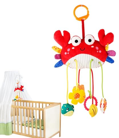 Barnvagnsleksaker, babykrypande plyschskallra – hängande resekamrat med klämma, för baby shower flickor och babypojkar, 0–12 månader, barnvagn, bil, spjälsäng, liggdel