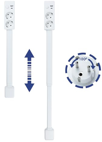 RPixc Prise tournante Extensible avec 2 Ports d'alimentation AC, Port USB-C et Port USB-A - adaptée aux canapés, aux Tables de Nuit et à l'arrière des canapés