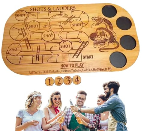 Shoots Ladders Jeu de Serpent et Echelle - Planche à boire 38 x 19 cm, amusant, excitant pour adultes, facile à apprendre | Parfait pour les anniversaires, les mariages, les fêtes et les réunions de