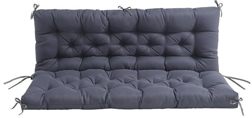 Tenger Home Cojín para Banco de jardín con Respaldo, Repelente al Agua, cojín para Banco para Interior y Exterior, cojín de Asiento con Respaldo (Antracita, 150 * 50 * 50 * 10 cm)