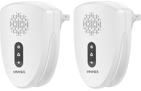 HNYGS-EU Tres Modos Repelente Ultrasónico Mosquitos, Control de Plagas para Moscas, Cucarachas, Arañas, Hormigas, Ratas, Ratones e Insectos Dispositivo Antimosquitos Interior de Alta Potencia(2 Pack)