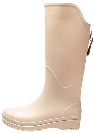 Stivali di gomma da donna verdi, stivali da pioggia alti con chiusura lampo, stivali da pioggia, stivali in gomma, stivali da trekking, stivali da pesca, stivali da pioggia, beige., 35 EU