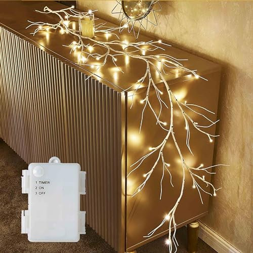 Hairui Weidenrebe Baum Lichter mit Timer 180CM 48LEDs Zweige mit LED Beleuchtung Lichterketten Lichterbaum Batteriebetrieben für Weihnachten Wohndekoration