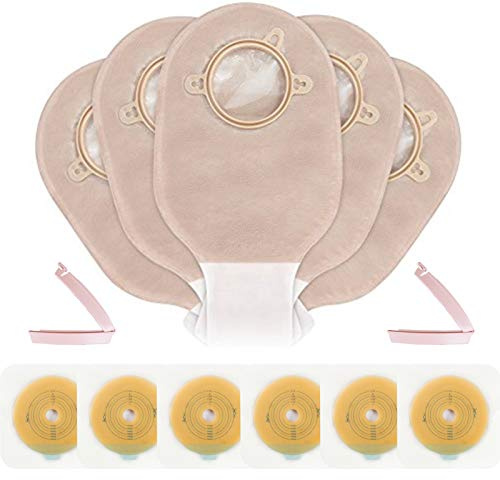 Carbou 21 PCS Colostomy Bags Ostomy Supplies Clamp Drainable Pouches for Colostomy Ileostomy Stoma Care with Measure Card,Cut-to-Fit(15pcs Bags+6pcs Barriers)
