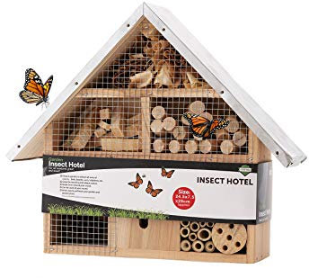 ADEPTNA Wooden Garden Insect Hotel for all Creatures Great and Small - Nest Home for Bees Beetles Ants Ladybirds and all Sorts of Insects (LARGE INSECT HOTEL)