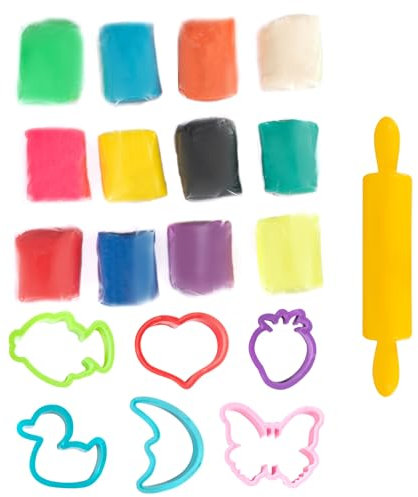 Genio Kids Knete ab 2 Jahre ungiftig 0,6 kg/ 12 Stück mit Spielknete Zubehör Soft Bio Kinderknete Set Knetmasse für Kinder und Kleinekind ab 3 Jahre