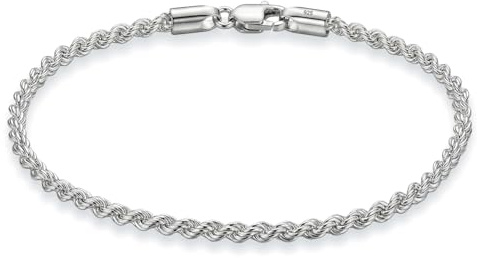 LeCalla 925 Sterling Silver Italian Diamond-Cut Braided Rope Chain Bracelet for Women and Men 8.5 Inches | Jewellery Gift for Fathers Day