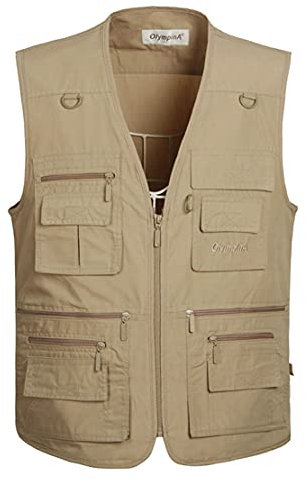 Hwalleum Herren Outdoor Beiläufig Weste, Herren Sommer Leicht Atmungsaktiv Mehrzweck Draussen Weste Multi-Taschened Schnelltrocknend Anglerweste Fotografie Wandern Gilet Ärmellos Arbeiten Vest