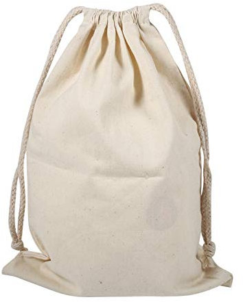 Sacs à Cordon en Coton, Sac à pain, sacs en coton, sac de rangement en coton uni avec cordon de serrage pour le voyage, usage domestique(22 * 28cm)
