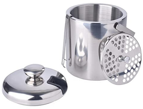 Eidoct Stainless Steel Ice Bucket, Double-Layer Thermal Insulation Ice Bucket with Lid,Strainer and Ice Tong, Perfect for Home Bar, Restaurant, BBQ, Parties, Clubs (3.0L)