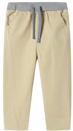 Mud Kingdom Little Boys justerbar dragsko ribbad elastisk midja byxor twill 3-9 år, Khaki, 5 år