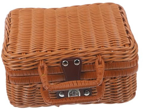 Gogogmee Estuche De Almacenamiento Retro Hecho A Mano De Imitación De Ratán Organizador De Maletas Forro Interior Ordenado