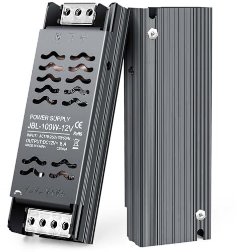 LED Trafo 12V 100W, AC 110V auf 12V Netzteil Adapter LED Treiber Transformator 8.3A für LED-Streifen, Strahler, Lampen im Innen.