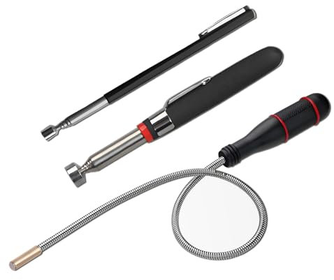 Ramassage Magnétique Flexible, 3PCS Kit d'Outils Magnétiques Télescopiques 1,5 LB 3 LB 5 LB Aimant Mecanique Auto Tige Aimantée pour Récupérer Petites Pièces, Clés et Pièces Automobiles