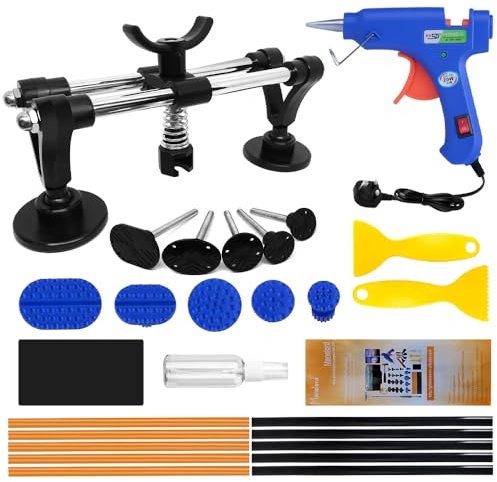 Auto Dent Puller Set with Double Pole Bridge Dent Repair Kit for Car Body Dent, Minor Dents, Door Dings and Hail Damage Removal