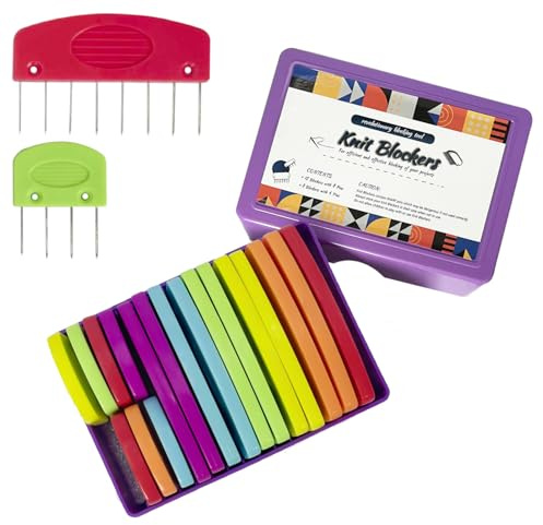 20Pcs Knit Blockers Pins Kit, Knit Blocking Combs for Crochet Knitting Blocking Board Mats, Crochet Blocking Pins for Crochet Projects Sewing Lace Needlework Projects Tool (Rainbow)