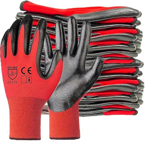 GAVOROHANS 6 Pairs Work Gloves Gardening Gloves for Men&Women, Breathable Rubber Coated Secure Fit & Anti-Slip Grip