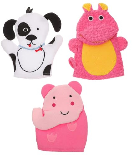 LOORGVEL 3 Pièces de Bain Garçon Fille Éponge Douce Exfoliante pour Garçon Fille et Tout- Massage Circulatoire et Nettoyage Doux pour Peau Sensible