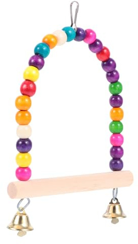 Toyvian Columpio para Loros Pequeño de Madera Natural, Soporte Resistente a Mordeduras para Jaulas de Pájaros, Juguete Colgante para Trepar y Moler, Accesorio para Aves Mascotas