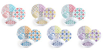 Excelsa - Juego de vajilla de 18 Piezas - Línea Mayólicas - Material porcelana - Multicolor