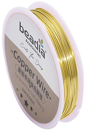 BEADIA Gold Copper Wire 0.6mm Bead Cord for Bracelet Necklace Charm Beading Jewelry Making 16yard