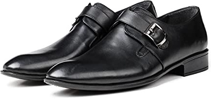 Ducavelli Sharp Echtleder Herren Klassische Schuhe Monkstrap (Schwarz, Numeric_45)
