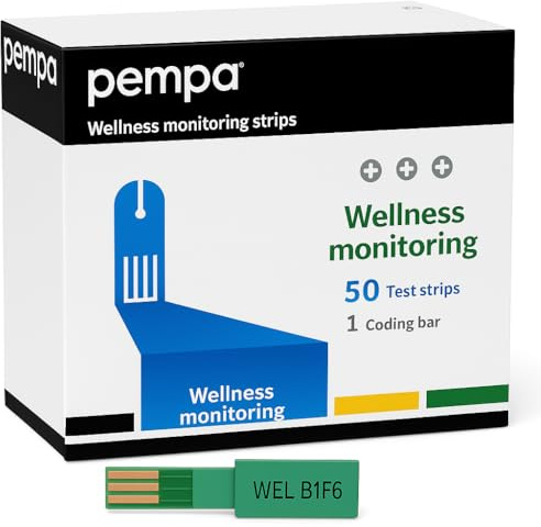 PEMPA 50 x Glukos Remsa för Hemmabruk | Blodsockertestremsor Enkel och Noggranna Resultat med Glukos Blodprov, 10 Testremsor för Diabetes