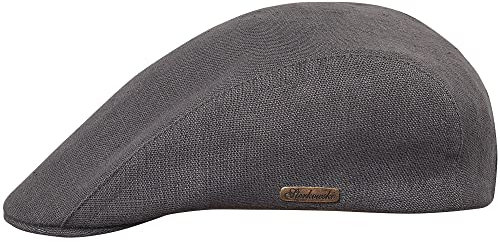 Sterkowski Gecko Schiebermütze Sommer | 100% Leinen Mütze Herren Und Damen | Italienische Peaky Style Lässige Retro Gentleman Gatsby Flatcap Sonnenhut Trendmütze Golf Cap Mittelgrau 57