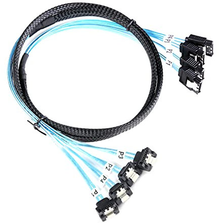 ADCAUDX SATA-III Cable:1M 4Pcs/Set-SATA Cable 90-Degree Right-Angle SAS/SATA-6Gbps Cable Replacement for Server-Raid SDD HDD CD DVD Drives (3.3FT)
