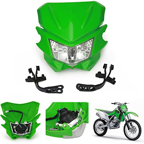 AnXin Dirt Bike Headlight,Motorcycle Head Light Universal for KLX230R KLX300R KLX110 KX125 KX450F KX250F KDX200 Supermoto Green