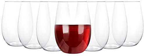 JMIATRY 12 copas de vino sin tallo, copas de vino de plástico de 450 ml, reutilizables, sin plomo, copas de vino transparentes para bodas, fiestas, picnics, acampar y piscinas