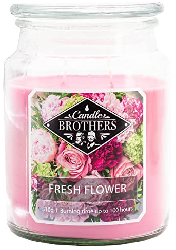 Candle-Brothers Große Duftkerze im Glas mit Deckel | Fresh Flower | Duftkerze Blumen | Kerze 2 Docht | Kerze lange Brenndauer | Geschenk für Frauen