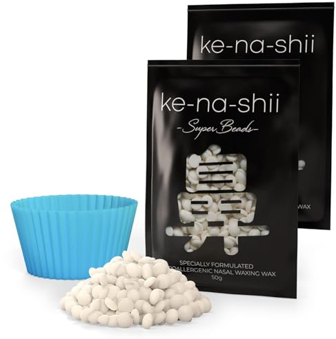 Kenashii Super Beads - Cire nasale spécialement formulée - Hypoallergénique - Pot de fusion inclus - Silicone médical - Épilation rapide, sûre et ridiculement satisfaisante du nez et des oreilles