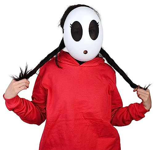 Monisorly White Shy Guy Mask Girl Halloween Mask Full Face Mask Costume Cosplay Prop Accessories (Girl)
