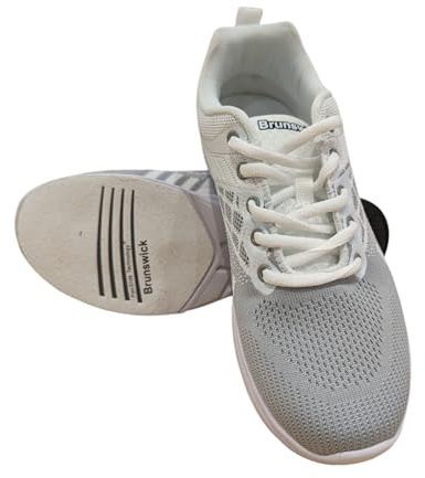EMAX | Brunswick Bowlingskor för kvinnor | Frost White | Damsko för bowlingbana, Frostvit vit grå, 40 EU Schmal