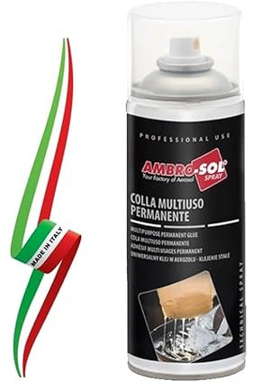 COLLA SPRAY TRASPARENTE MULTIUSO PERMANENTE PER GOMMA METALLO LEGNO AD ASCIUGATURA IMMEDIATA 400ml MADE IN ITALY