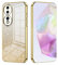 SEAHAI Case for Honor 70 5G, Ultra Thin Transparent Gradient Color Shining Pattern Card Plating Design Shockproof TPU Bumper Soft Silicone Fashion Cover - Gold