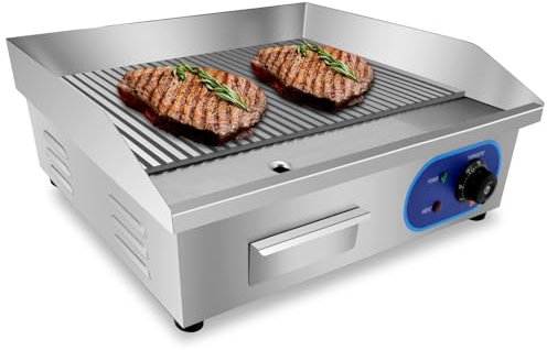 TAIMIKO - Plancha eléctrica profesional para barbacoa eléctrica de mesa, plancha eléctrica exterior, 55 x 35,5 cm