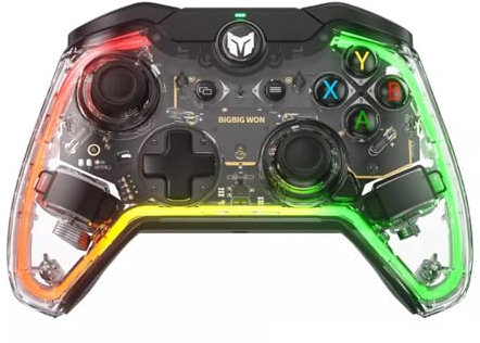 BIGBIG WON Rainbow Lite RGB PC Controller cablato, 0 Deadzone Joystick, Pulsanti personalizzati, Macro, Turbo, Dual Shock Controller per Switch/PC Windows10&11