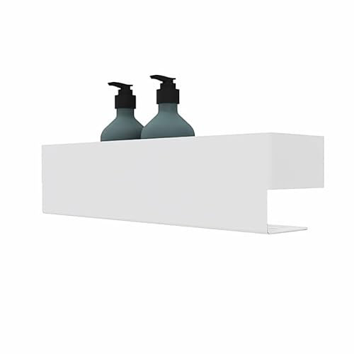 N-LINE DESIGN Wandregal für Badezimmer, Wandmontage, Organizer für Kosmetik, Edelstahl, Schraubbefestigung, Metall, Weiß, 40 cm