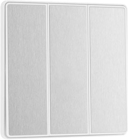 BG Electrical Triple Wall Light Switch, 2-Way, Edge-to-Edge Rockers, Screwless Appearance, Round Edges, Evolve, Brushed Steel, 20A, 16AX, PCDBS43EW