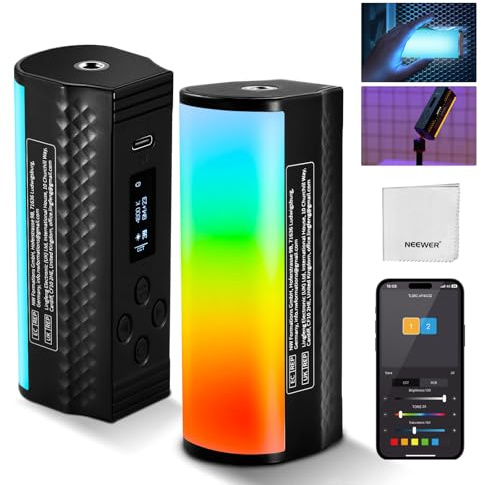 NEEWER Pro Magnetic Handheld Light Rod with App DMX Control/Custom Effects/Light Group, 360° Full RGB 2500K-10000K CRI97 17 Scenes 3200 mAh, Dimmable LED Video Light for Video Streaming, TL98C