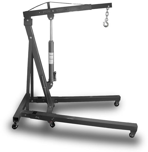 BITUXX Werkstattkran Hydraulischer Motorheber Motorkran Lastkran Hebekran Klappbar Motorhalter bis 2000 Kg Dunkelgrau