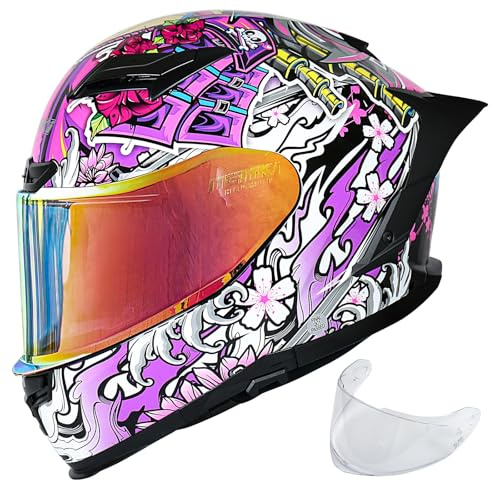 NENKI Casco Moto Integral para Mujer y Hombre, homologado según la Norma ECE 22.06. Motorcycle Helmet con Visera Parasol, Sistema de ventilación y Forro Interior extraíble