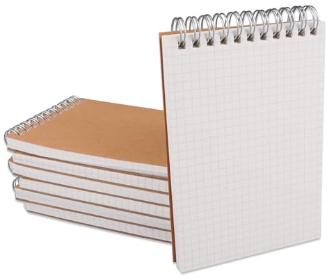 8 Piezas Cuaderno A6 Cuadrícula Espiral Libreta, 14.5 x 10.5 cm Cuadernos Libretas con Espiral Pequeñas A6, 80 Hojas/160 Páginas, Cuaderno de Notas Cubierta de Kraft para Oficinas, Viajar y Escuelas