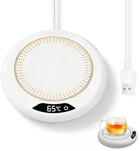 Cup Warmer USB Powered Smart Temperature Settings Coffee Mug Warmer for Desk with 3 Levels(55°C 65°C 75°C) Tea Water Milk Warmers Portable Heated Mug & LED Display Electric Beverage for Office Home