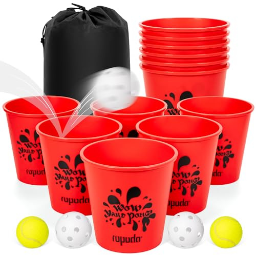 ropoda Giant Yard Pong,Yard Games with Durable Buckets and Balls - Choose Red Large, XL, or Green - Glow in The Dark, Outdoor Game with Carry Bag for The Beach,Lawn, Great Gift Choice for Families