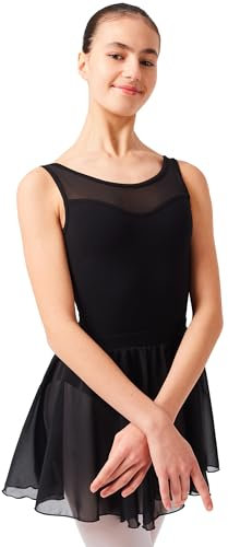 tanzmuster Kinder Ballettrock Eva zum Reinschlüpfen aus Baumwolle und Chiffon in schwarz, Größe:140/146